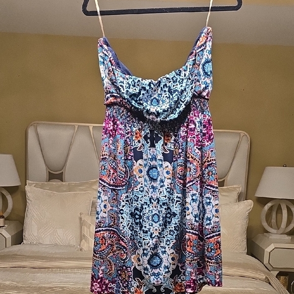 Maurices Blue and Pink Strapless Dress - Picture 3 of 12